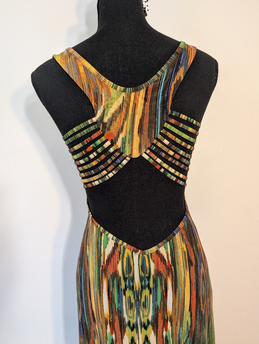 Multi-Color Patterned Cutout Maxi Dress